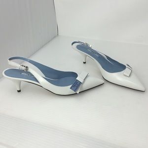 prada logo bow slingback pump